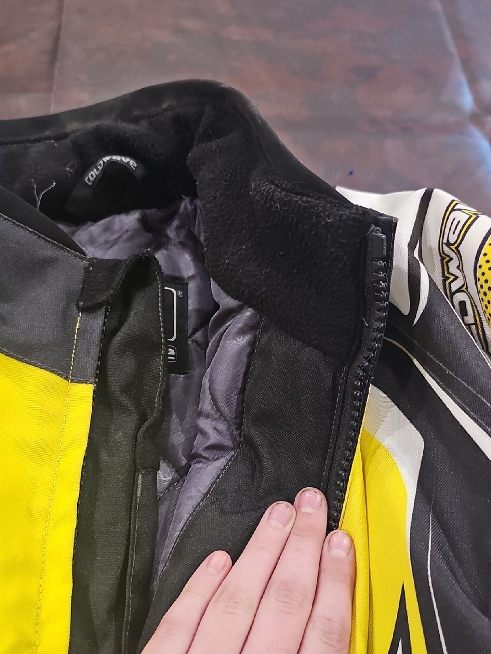 Yellow, White And Black Snowmobile Jacket - Picture 5 of 10